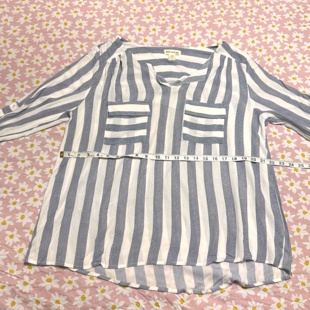 Faith and Joy Navy and White Striped Top